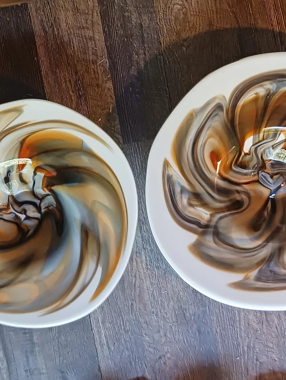 Stunning Monster Big Brown Mystery Swirl Centerpiece Bowls 19.75 Anocha